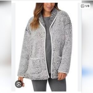 Cuddle Duds Soft Light Gray Teddy Jacket In Smal Ptp 21 Inch